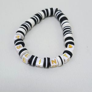 SEINT bracelet handmade black & white flat beads
